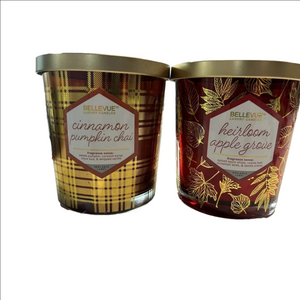 Set of 2 Bellevue Luxury Candles Heirloom Apple Grove & Cinnamon Pumpkin Chai